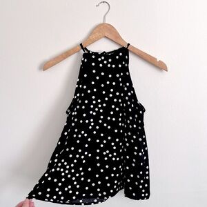 NWT Francesca’s Blue Rain High Neck Tie Polka Dot Tank Top